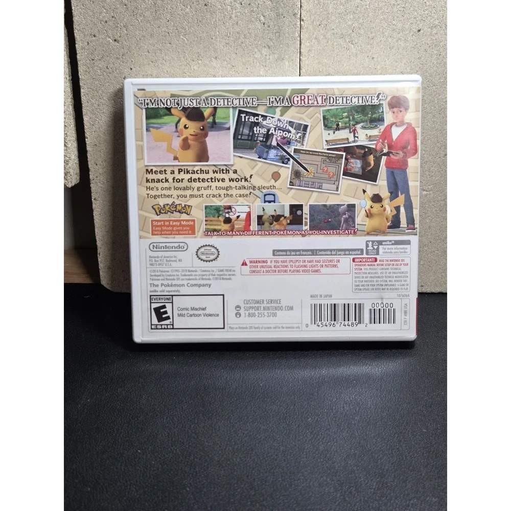 Detective Pikachu Nintendo 3DS Game Case Insert Authentic Untested 2018